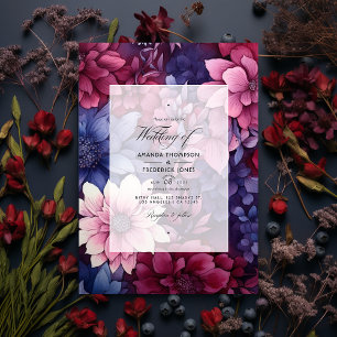 Bourgogne en Floral Wedding Kaart