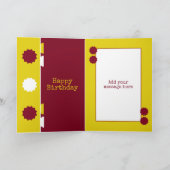 Bourgogne en geel 90ste verjaardag kaart (Binnen)