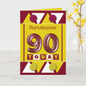 Bourgogne en geel 90ste verjaardag kaart (Gele Bloem)