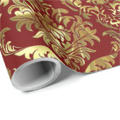 Bourgogne en glanzende gouddamkers cadeaupapier (Rol Hoek)