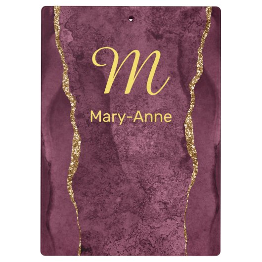 Bourgogne en Glitter Agate Klembord (Achterkant)