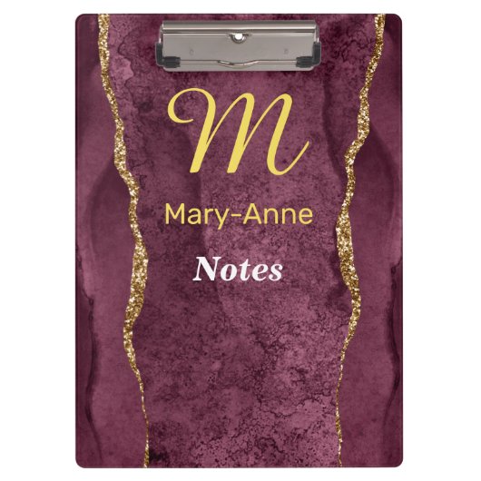 Bourgogne en Glitter Agate Klembord (Voorkant)