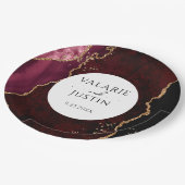 Bourgogne en Glitter Agate Wedding Papieren Bordje (Gekanteld)
