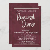 Bourgogne en Glitter Pocket Rehearsal Dinner Kaart (Voorkant / Achterkant)