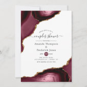 Bourgogne en Gold Agate Couples Shower Kaart (Voorkant)