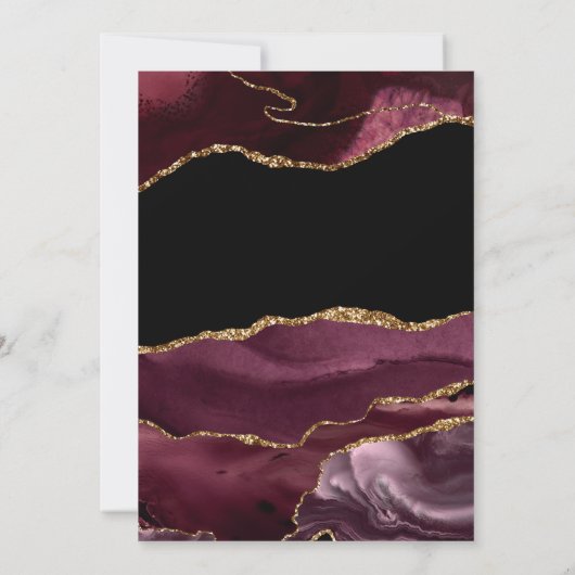 Bourgogne en Gold Agate Couples Shower Kaart (Achterkant)