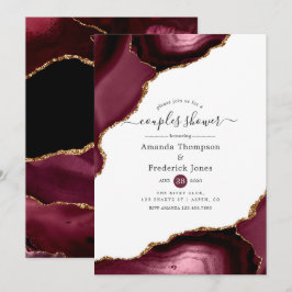 Bourgogne en Gold Agate Couples Shower Kaart