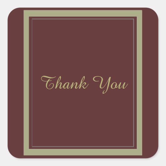 Bourgogne en Gold bedankt Vierkante Sticker (Voorkant)