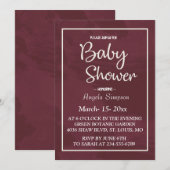 Bourgogne en Gold Glitter Pocket Baby shower Kaart (Voorkant / Achterkant)