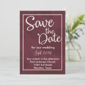 Bourgogne en Gold Glitter Pocket sparen de datum Kaart (Staand voorkant)