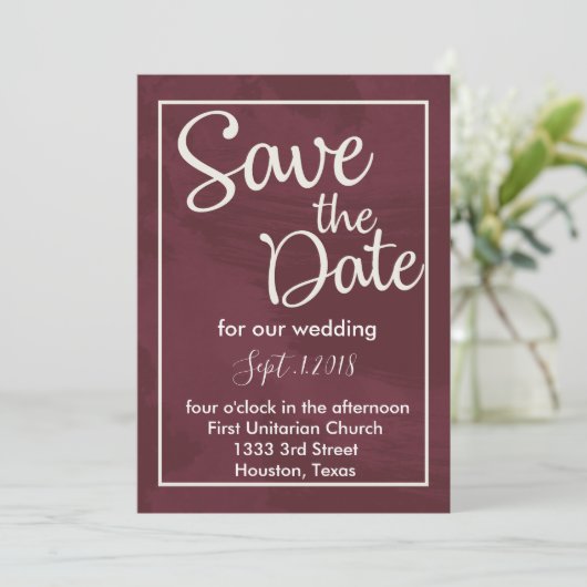 Bourgogne en Gold Glitter Pocket sparen de datum Kaart (Staand voorkant)