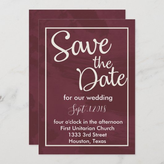 Bourgogne en Gold Glitter Pocket sparen de datum Kaart (Voorkant / Achterkant)