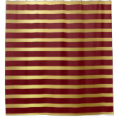 Bourgogne en Gold Horizontal Stripe Shower Curtain Douchegordijn (Voorkant)