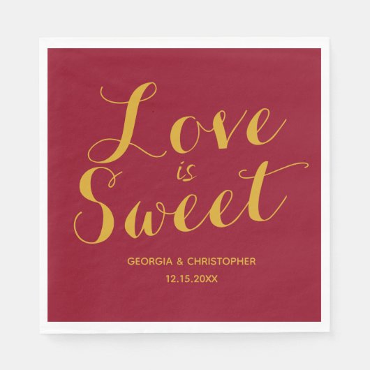 Bourgogne en Gold Love is Sweet Servet (Voorkant)