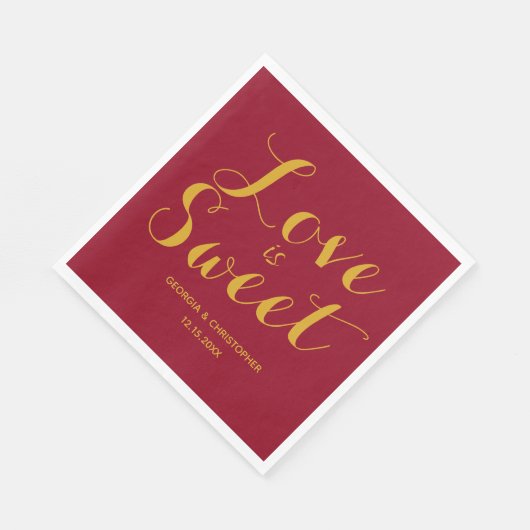 Bourgogne en Gold Love is Sweet Servet (Hoek)