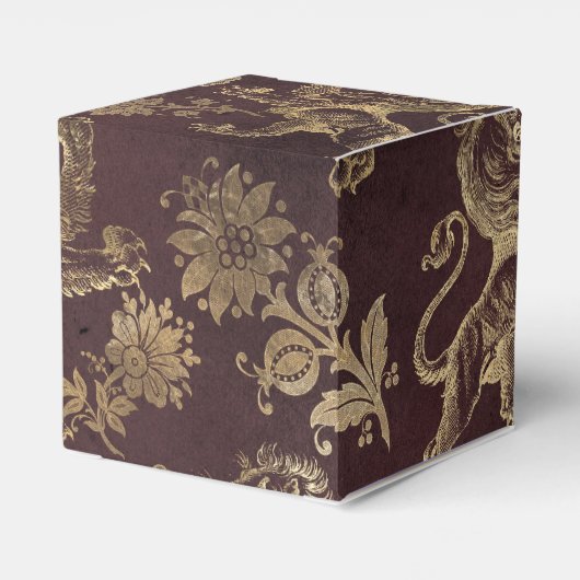 Bourgogne en Goud  Leeuwenpatroon Bedankdoosjes (Achterkant)