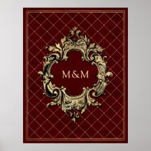 Bourgogne en Goud  Luxe Lattice Monogram