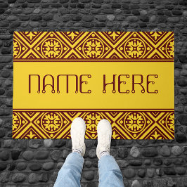 Bourgogne en goud moderne aangepaste naam deur mat