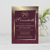 Bourgogne en goud patroon grens verjaardag kaart (Staand voorkant)