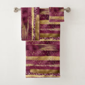 Bourgogne en goud penseelstreken en monogram bad handdoek (Insitu)