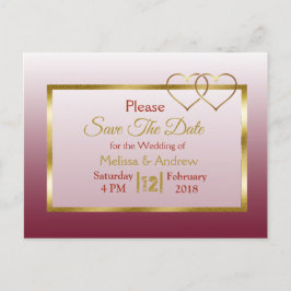Bourgogne en goud Save the Date Briefkaarten