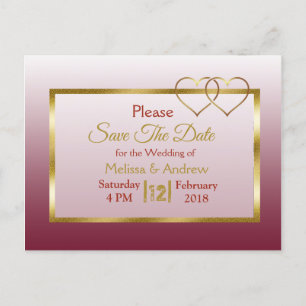 Bourgogne en goud Save the Date Briefkaarten