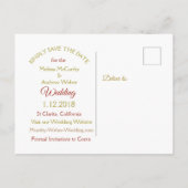 Bourgogne en goud Save the Date Briefkaarten (Achterkant)