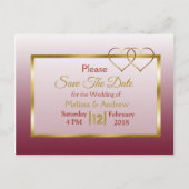 Bourgogne en goud Save the Date Briefkaarten (Voorkant)