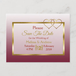 Bourgogne en goud Save the Date Briefkaarten