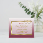 Bourgogne en goud Save the Date Briefkaarten (Staand voorkant)