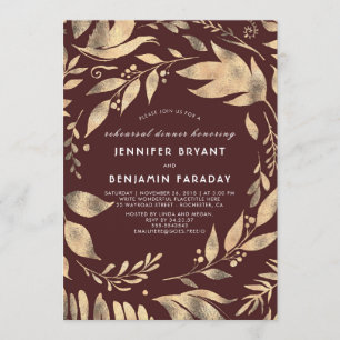 Bourgogne en goudbladeren Herfst repetitie Kaart