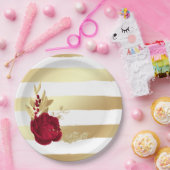 Bourgogne en goudbloemen papieren bordje (Feest)