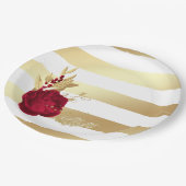 Bourgogne en goudbloemen papieren bordje (Gekanteld)