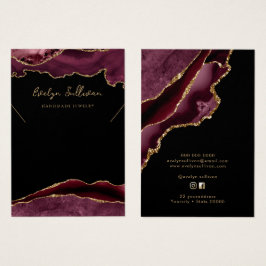 Bourgogne en gouden agaat ketting display kaart