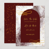 Bourgogne en gouden alcohol inkt Bewaar de datum Kaart (Voorkant / Achterkant)