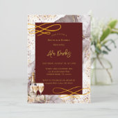 Bourgogne en gouden alcohol inkt brunch en bubbels kaart (Staand voorkant)