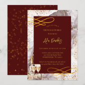 Bourgogne en gouden alcohol inkt brunch en bubbels kaart (Voorkant / Achterkant)