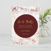 Bourgogne en gouden alcohol inkt dank u kaart (Staand voorkant)