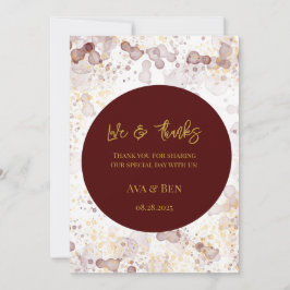 Bourgogne en gouden alcohol inkt dank u kaart