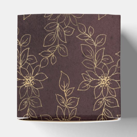 Bourgogne en Gouden Bloemen Bedankdoosjes (Bovenkant)