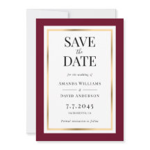 Bourgogne en gouden bruiloft redden de datum Kaart