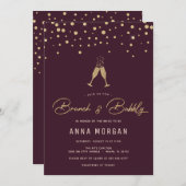 Bourgogne en gouden brunch en bubbel kaart (Voorkant / Achterkant)