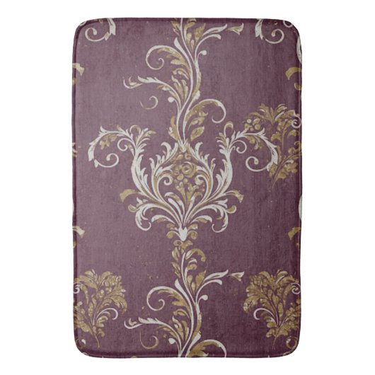  Bourgogne en gouden Damask Badmat (Voorkant Verticaal)
