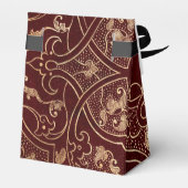 Bourgogne en gouden  Damask Bedankdoosjes (Achterkant)