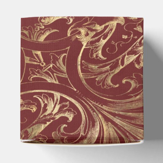 Bourgogne en gouden  Damask Bedankdoosjes (Bovenkant)