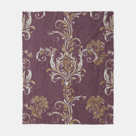  Bourgogne en gouden Damask Fleece Deken