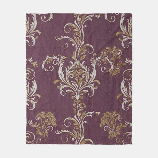  Bourgogne en gouden Damask Fleece Deken (Voorkant)
