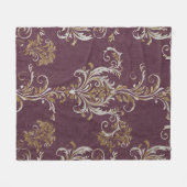  Bourgogne en gouden Damask Fleece Deken (Voorkant (Horizontaal))