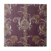 Bourgogne en gouden Damask Tegeltje (Voorkant)