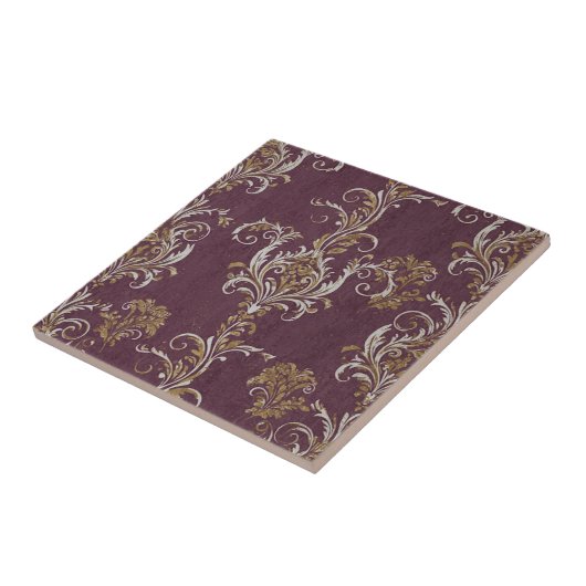 Bourgogne en gouden Damask Tegeltje (Zijkant)